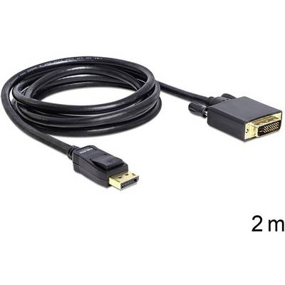 Un câble de 2 mètres avec une fiche DisplayPort d'un côté et une connexion DVI de l'autre.