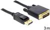 Câble adaptateur Delock DisplayPort / DVI Fiche mâle DisplayPort, Fiche mâle DVI-D 24+1 pôles 3.00 m noir 82592 Câble DisplayPort