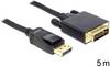 Câble adaptateur Delock DisplayPort / DVI Fiche mâle DisplayPort, Fiche mâle DVI-D 24+1 pôles 5.00 m noir 82593 Câble DisplayPort