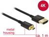 Câble de raccordement Delock HDMI Fiche mâle HDMI-A, Fiche mâle HDMI-Micro-D 1.00 m noir 84781 4K UHD, contacts dorés Câble HDMI