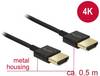 Delock HDMI Câble de raccordement Fiche mâle HDMI-A, Fiche mâle HDMI-A 0.50 m noir 84786 4K UHD, contacts dorés Câble HDMI