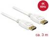 Delock DisplayPort Câble de raccordement Fiche mâle DisplayPort, Fiche mâle DisplayPort 3.00 m blanc 84878 contacts dorés Câble DisplayPort