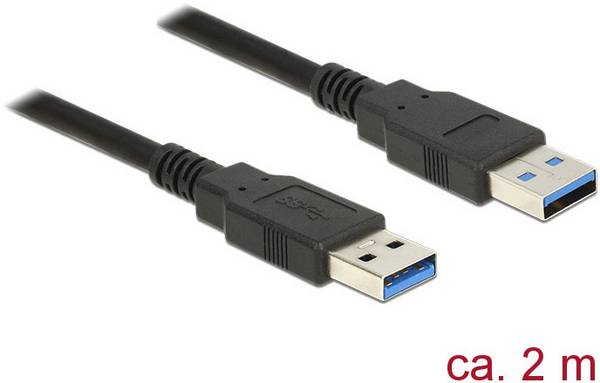 Delock Câble USB  USB 3.2 Gen1 USB-A mâle, USB-A mâle 2.00 m noir contacts dorés 85062