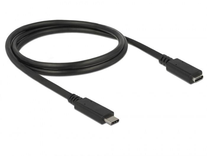 Câble USB-C noir ; fiches USB-C aux deux extrémités.