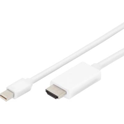 Câble adaptateur Digitus Mini-Display / HDMI Fiche mâle Mini DisplayPort, Fiche mâle HDMI-A 1.00 m blanc AK-340304-010-W