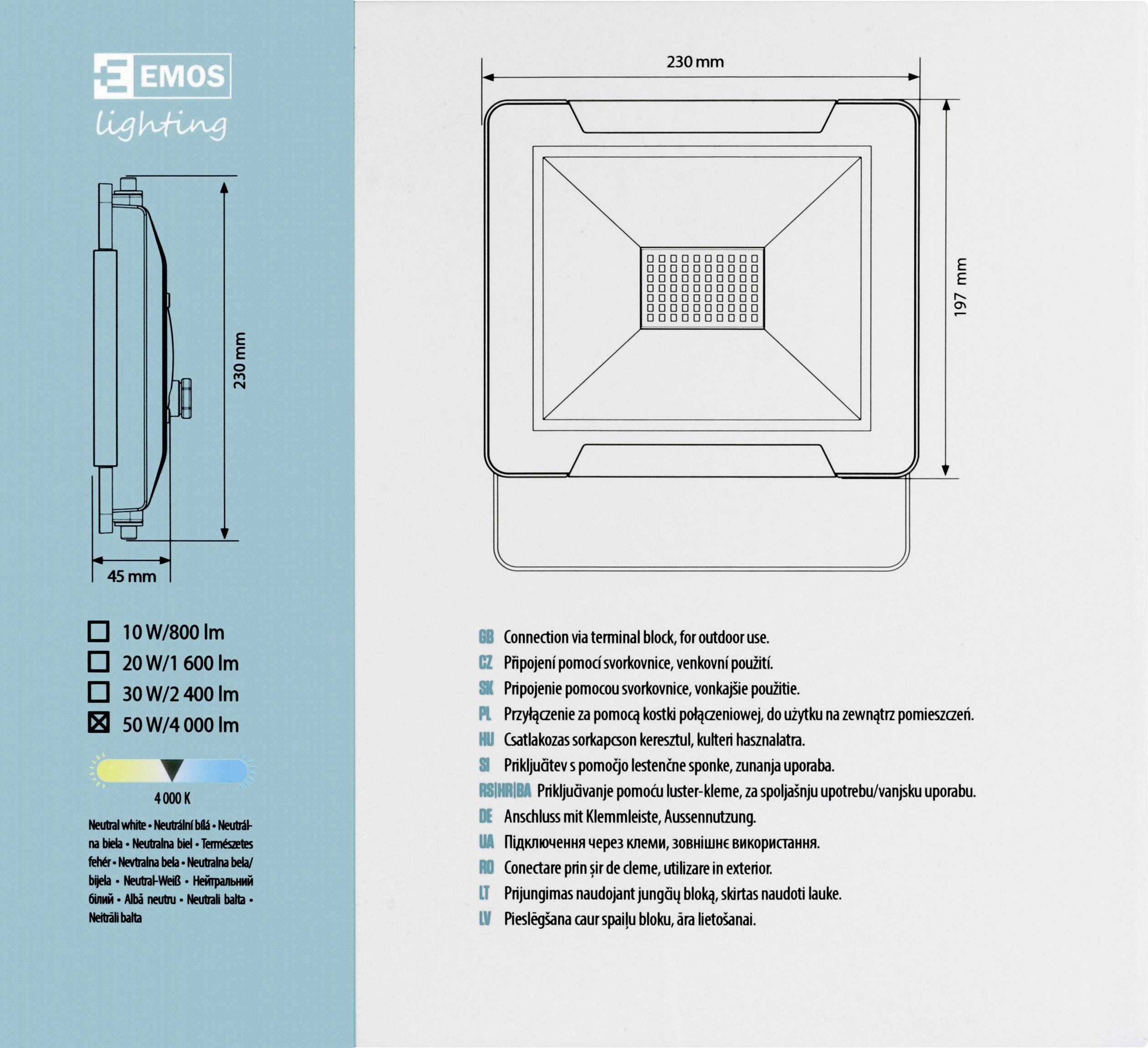 Projecteur LED extérieur avec détecteur de mouvements Emos Ideo 850EMIDS40WZS2741 50 W blanc neutre-8