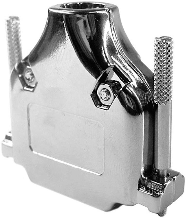 Connecteur D-Sub métallique avec deux vis de fixation et boîtier rectangulaire.