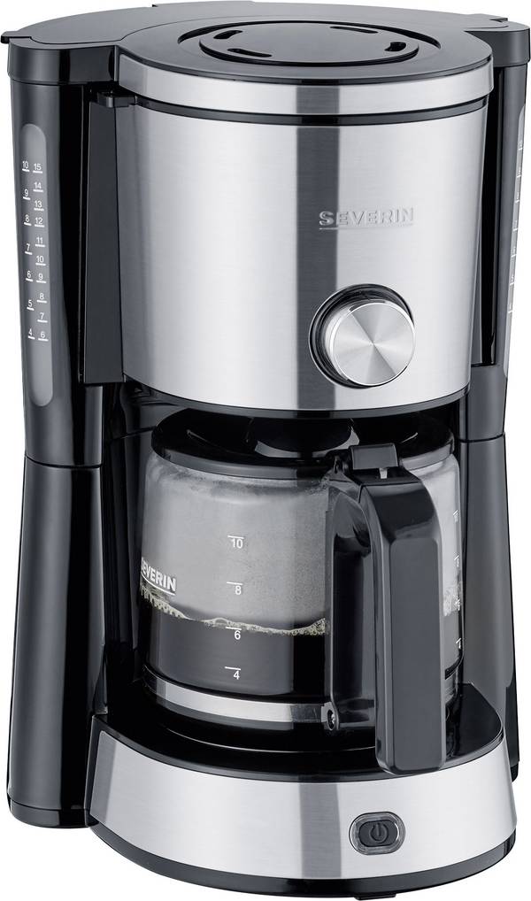 Severin KA 4825 "TYPE SWITCH" Cafetière acier inoxydable, noir  Nombre de tasse=10 verseuse en verre