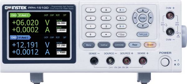 Alimentation de laboratoire réglable GW Instek PPH-1510D  0 - 15 V 0 - 5 A 45 W, 36 W GPIB, LAN, USB programmable, OVP Nbr. de sorties 2 x