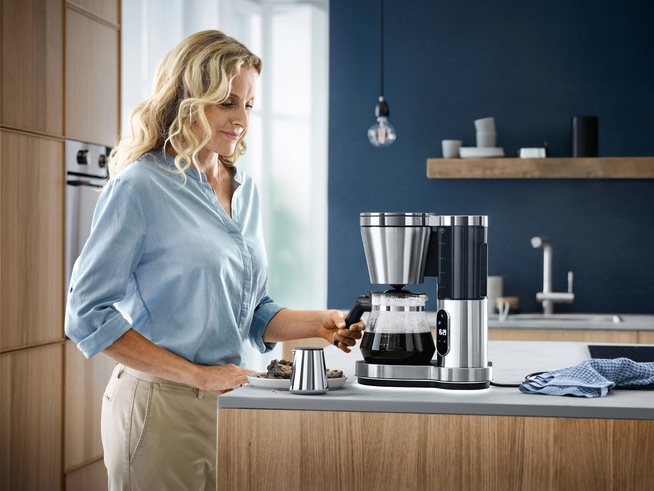 Cafetière Programmable 10 Tasses 1000w Inox/noir Wmf 412320011-1