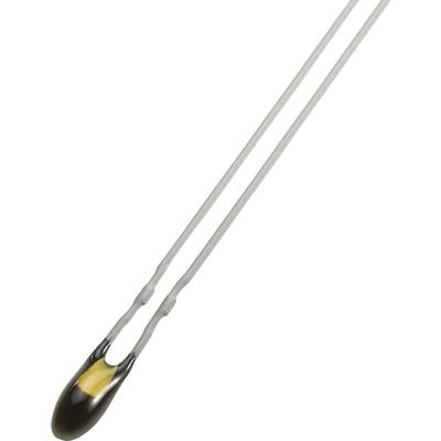 Une cuillère à thé en acier inoxydable en forme de goutte avec un long manche, une tête noire et un intérieur jaune, idéale pour remuer les boissons.