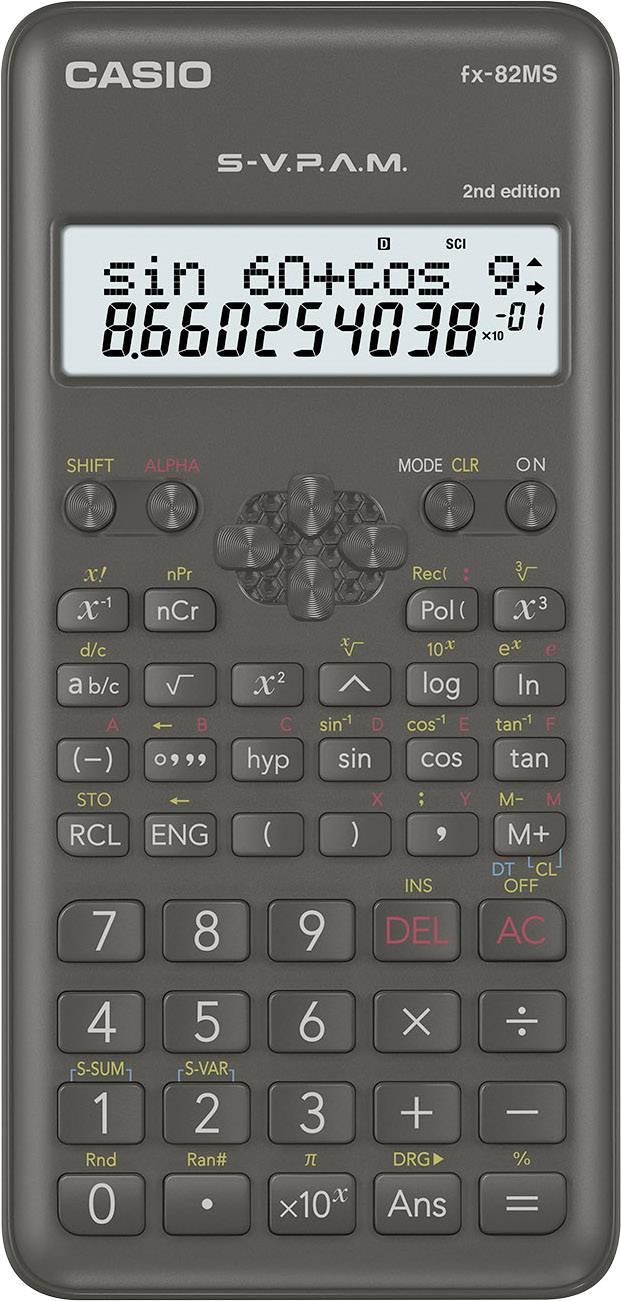 Casio FX-82MS-2 Calculatrice scolaire noir Ecran: 12 à pile(s) (l x H x P) 77 x 14 x 162 mm