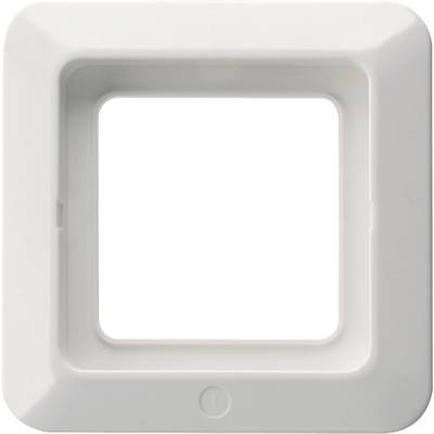 Un cadre carré blanc en plastique, probablement adapté pour un interrupteur ou une prise électrique.