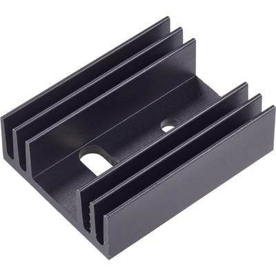 Dissipateur thermique métallique à ailettes parallèles multiples pour l'évacuation de la chaleur, de forme rectangulaire avec des trous de fixation.