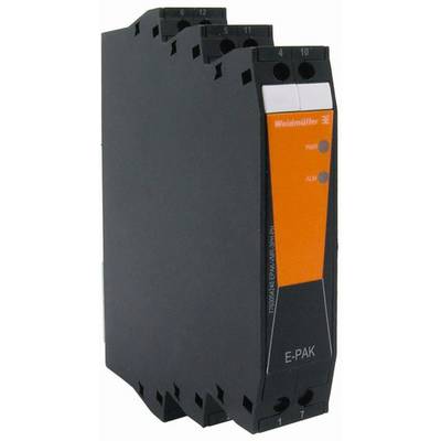 Un module électrique Weidmüller en noir et orange. Il présente trois LED étiquetées 'PWR', 'TX/RX' et 'ALM'.