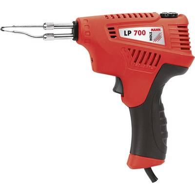 Fer à souder rouge avec manche noir, modèle LP 700 de Mannesmann. Ouvertures de ventilation sur le côté, pointe du fer à souder à l'avant.