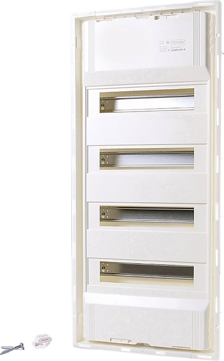 Un boîtier de sécurité vide, vertical, avec cinq rangées et une porte ouverte. En bas à gauche se trouvent une vis et un support.