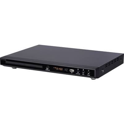 Un lecteur DVD avec un port USB sur le devant, des boutons de lecture, d'arrêt et de mise en marche. L'affichage numérique indique '00:50'.