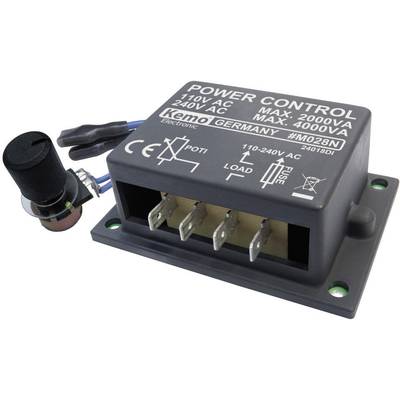 Module de régulateur de performance avec interrupteur à bascule, adapté pour 110-240V AC, charge maximale de 2000VA. Quatre bornes de connexion visibles.