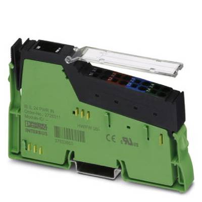 Module électronique vert avec des éléments noirs et transparents, comprenant des connexions et des marques de test sur la face avant.
