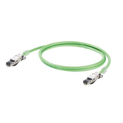 Weidmüller 1191010100 RJ45 Câble réseau, câble patch CAT 5, CAT 5e SF/UTP 10.00 m vert ignifuge, avec cliquet d'encastre