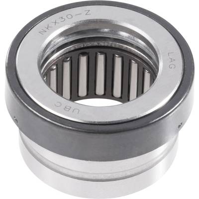 Roulement à rouleaux cylindriques portant l'inscription 'NKX30-Z LAG UBC'. Il s'agit d'un composant métallique conçu pour faciliter et soutenir la rotation.