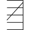 Diagramme avec quatre lignes horizontales traversées par une ligne diagonale allant de bas gauche à haut droite.