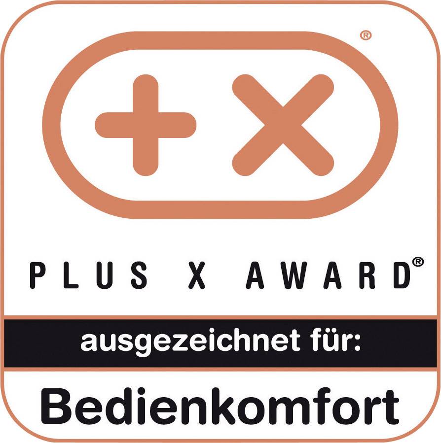 Un sceau portant le texte 'Plus X Award' et 'primé pour : Facilité d'utilisation', indique une reconnaissance pour la convivialité.