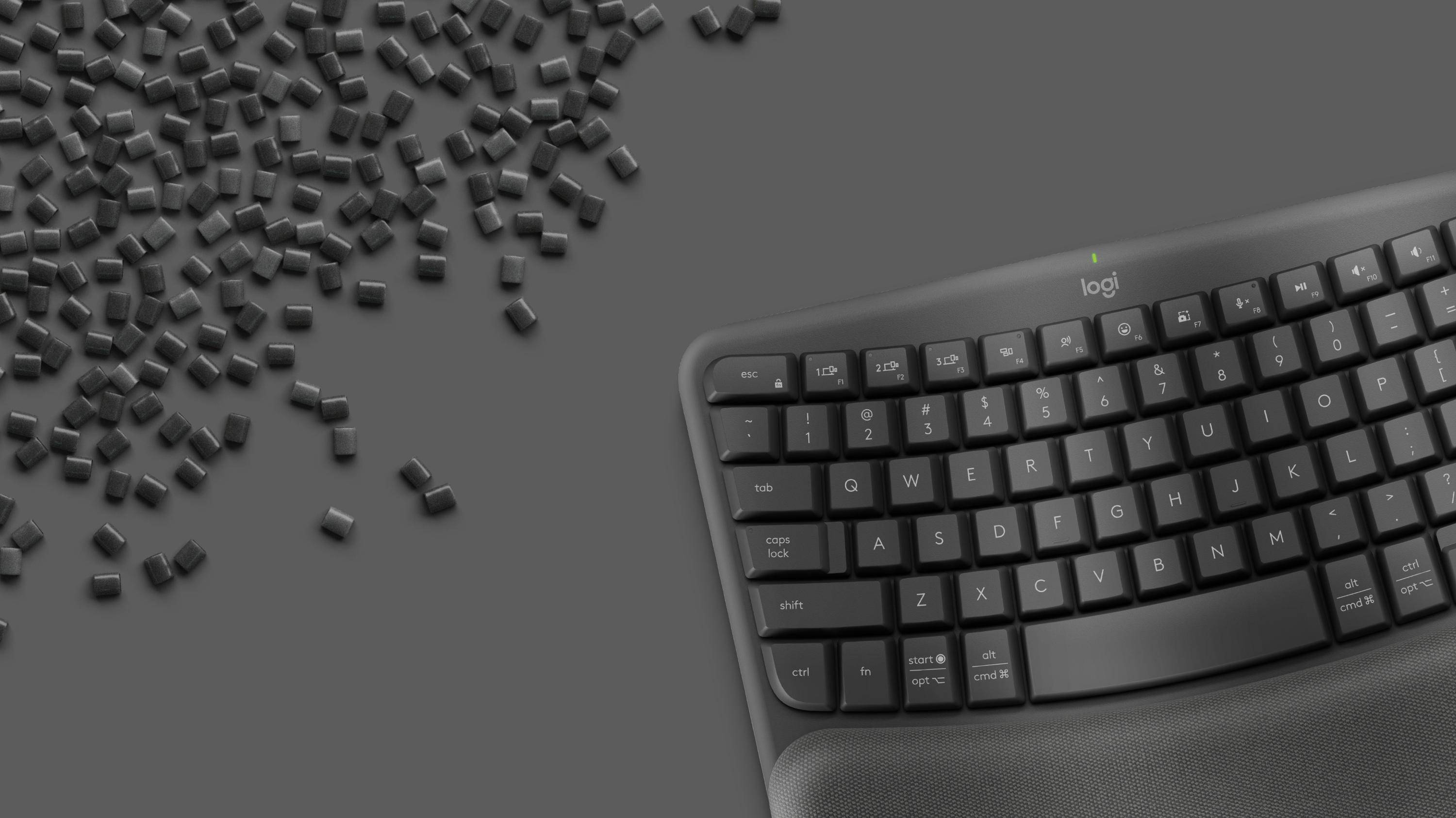 Logitech ERGO 920-012286, Taille réelle (100 %), Sans fil, RF sans fil + Bluetooth, Clavier à membrane, AZERTY, Graphite-2