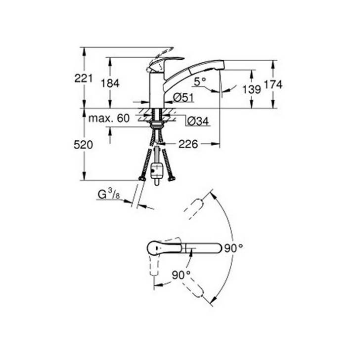 Mitigeur Avec Douchette Chromé Grohe 30355001-1