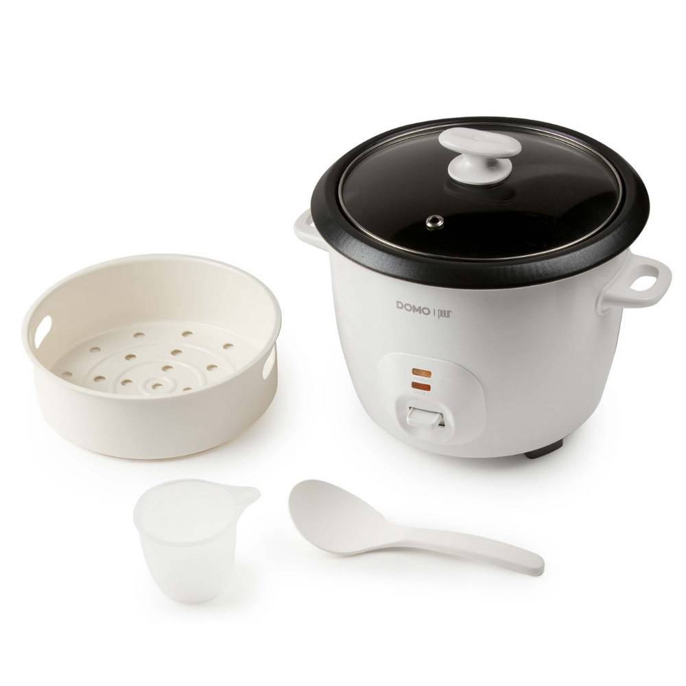 Cuiseur à Riz 1.3l 536w Avec Panier Vapeur Blanc Domo DO9176RK-1