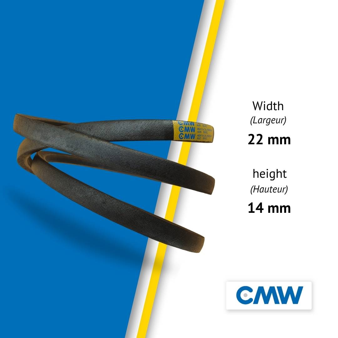 CMW Courroie trapézoïdale lisse C71 - Section C(22x14mm) en Caoutchouc-0