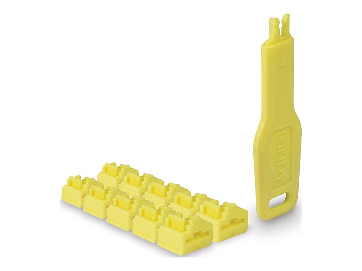 LINDY RJ45 Port Locks YELLOW 10x + 1 Key-0