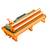 Un bloc de bornes électrique orange en série avec plusieurs connexions, fixé sur un rail de support, adapté aux applications industrielles.