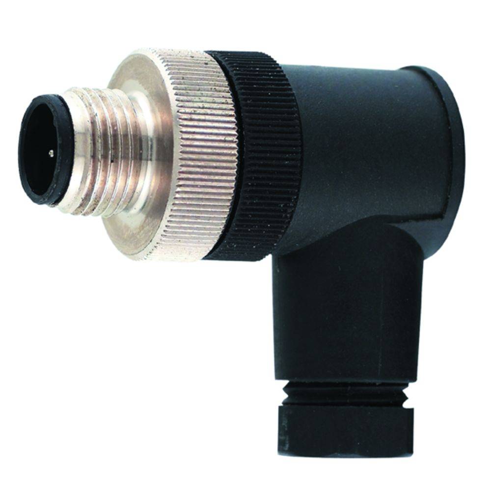 Un connecteur de capteur d'angle noir avec un filetage métallique, utilisé pour les connexions dans les circuits électriques.