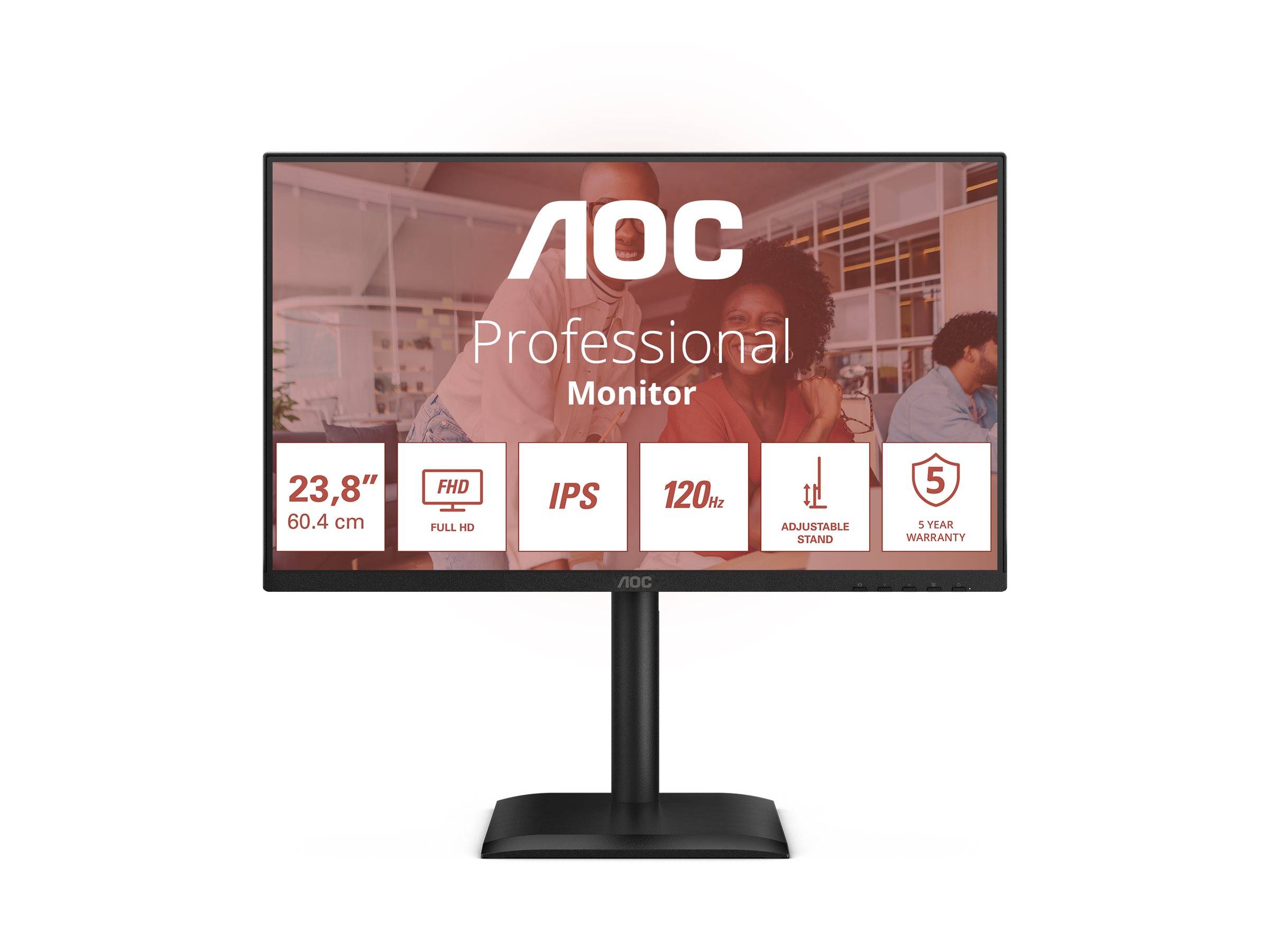 AOC 24E4U, 60,5 cm (23.8"), 1920 x 1080 pixels, Full HD, LED, 4 ms, Noir-0