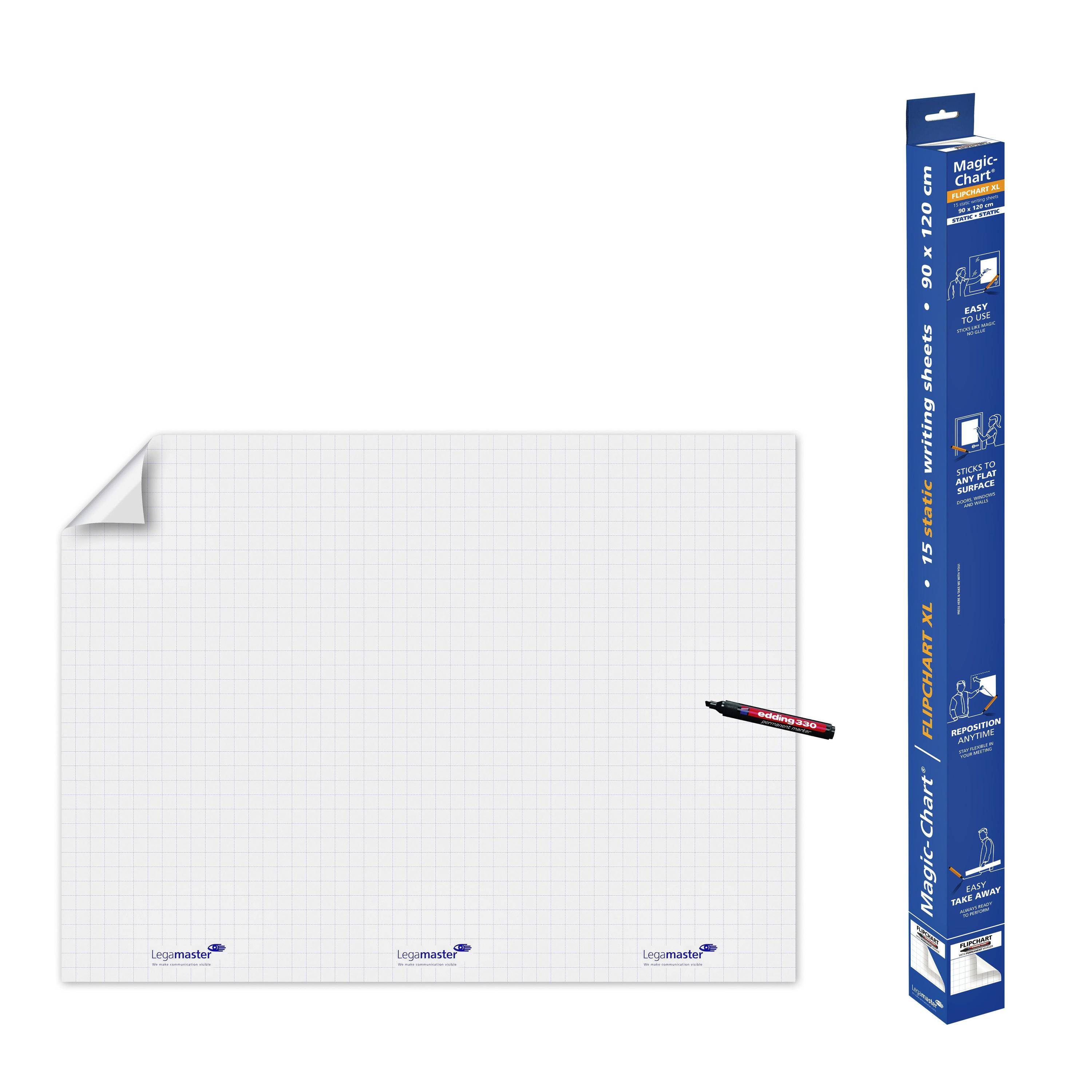 Feuilles électrostatiques blanches quadrillées Magic-Chart 90 x 120 cm - 15 feuilles-0