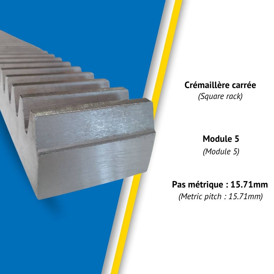 CMW Crémaillère carrée KRM50L1000 Module 5, 64 dents en Acier-1