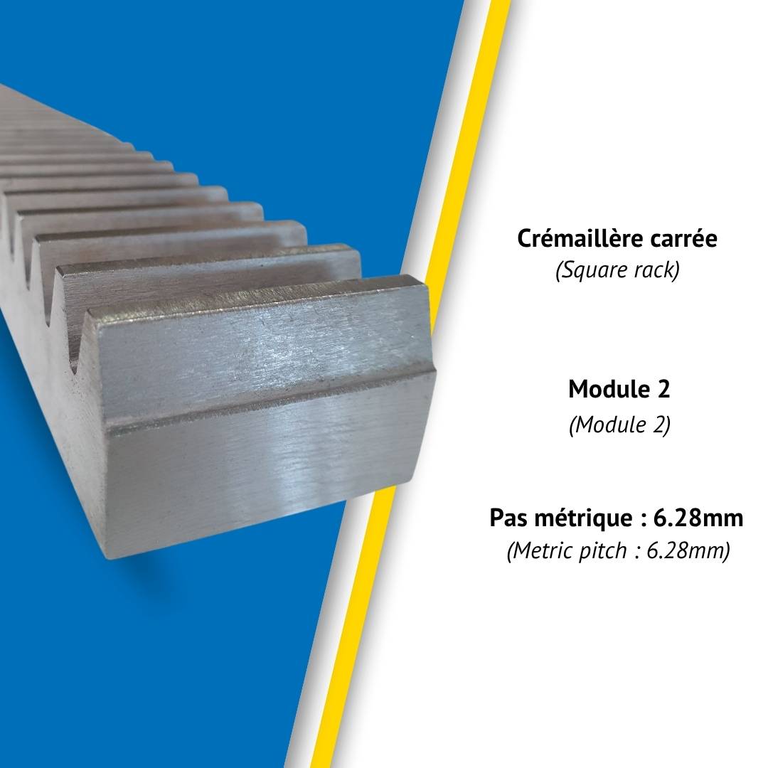 CMW Crémaillère méplate KRM20L0452B Module 2, 72 dents en Acier-1