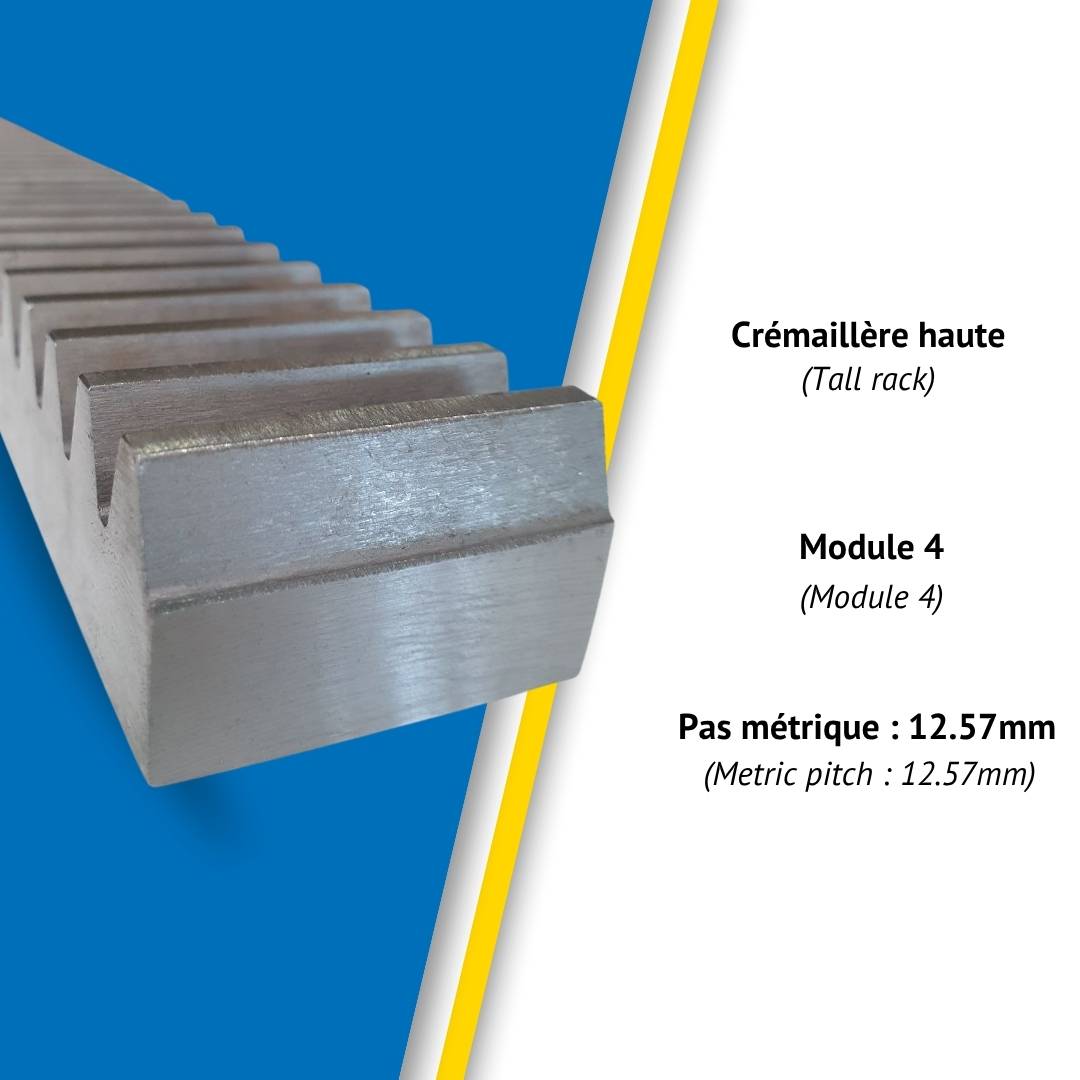 CMW Crémaillère haute KRM40L1017H Module 4, 81 dents en Acier-2
