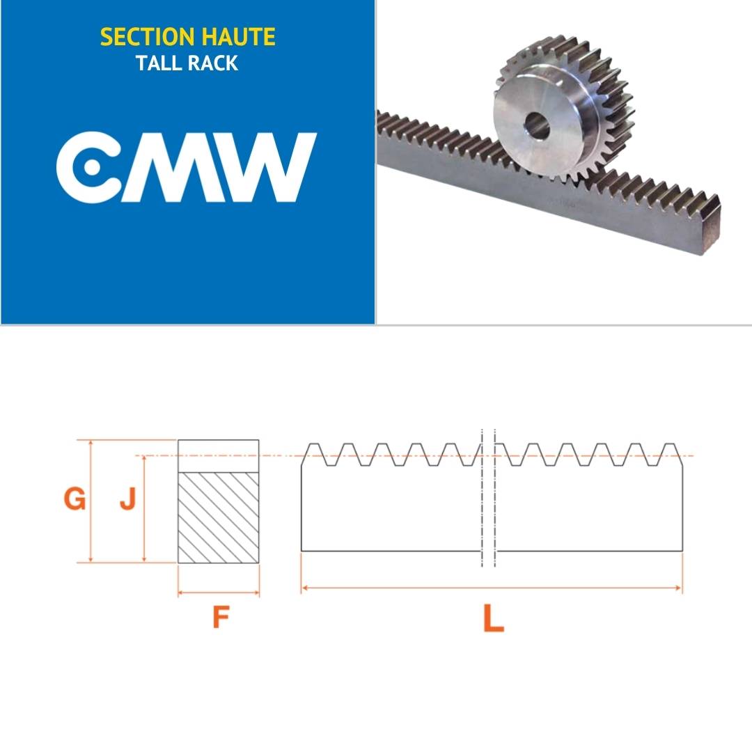 CMW Crémaillère haute KRM30L1017H Module 3, 108 dents en Acier-2