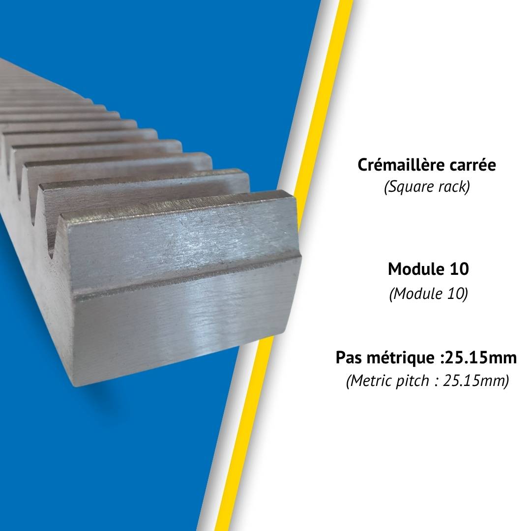 CMW Crémaillère carrée KRM40L3000 Module 4, 240 dents en Acier-3