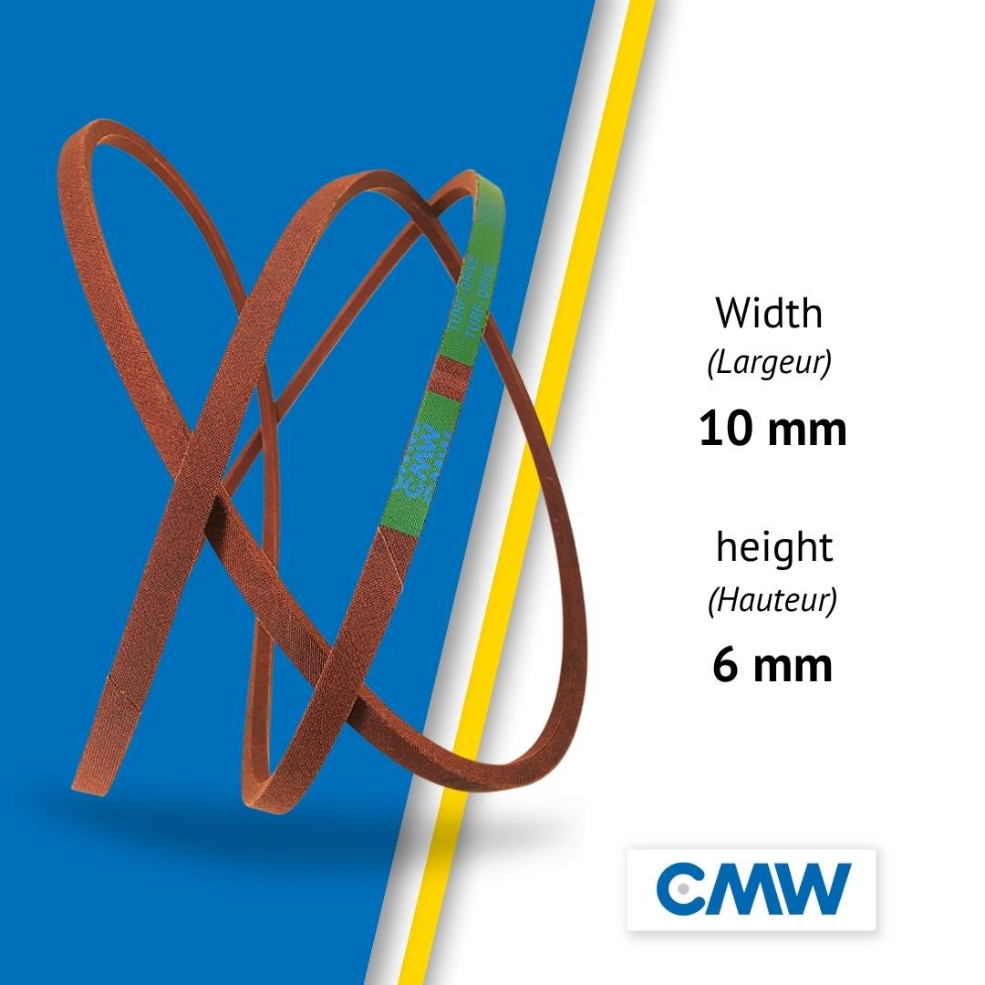 CMW Courroie motoculteur 3LK-150 10x6mm Li 343,32mm Le 381mm-2