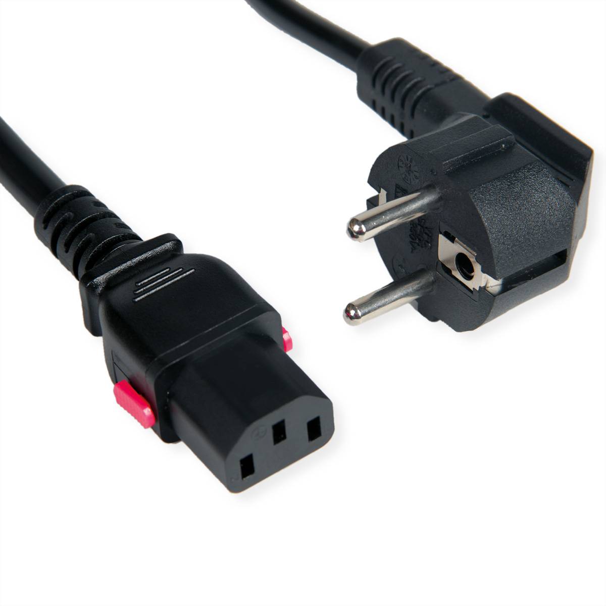 ROLINE Câble d'alimentation IEC droit, verrouillable, CEE 7/7 vers C13, noir, 3 m-0
