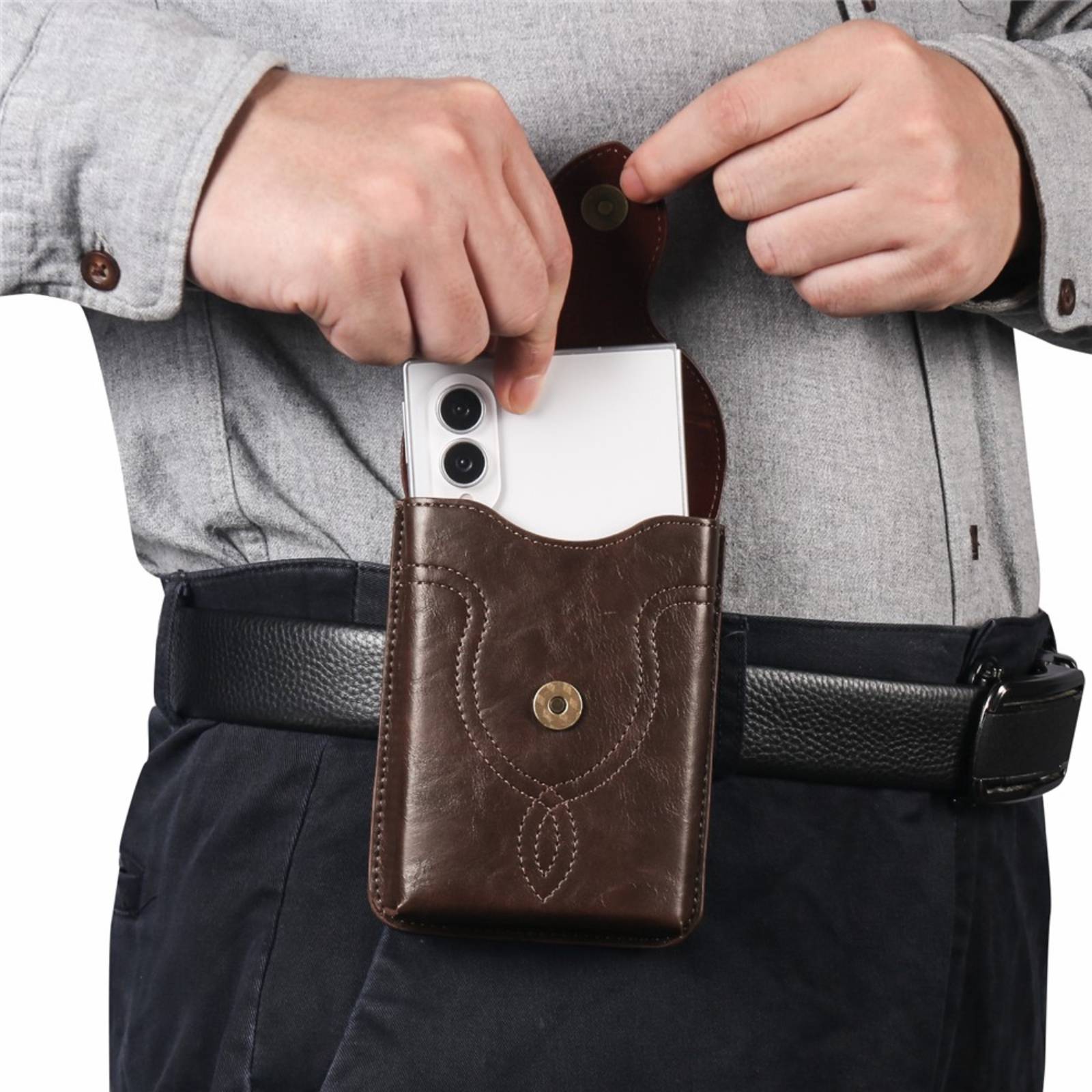 Étui Ceinture Universel en Éco-Cuir avec Bandoulière-4