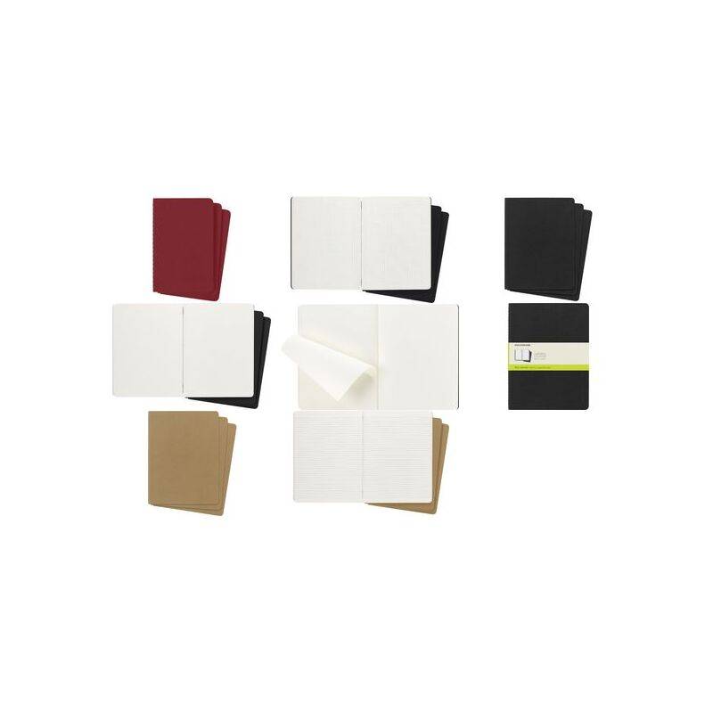 Set de 3 cahiers Moleskine kraft 19 x 25 cm ivoire sans quadrillage 120 pages-0