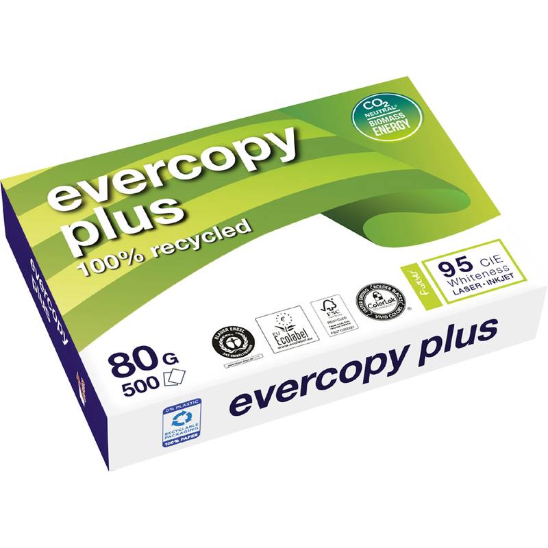 Ramette papier recyclé Evercopy A4 80 gr - 500 feuilles - blanc-0