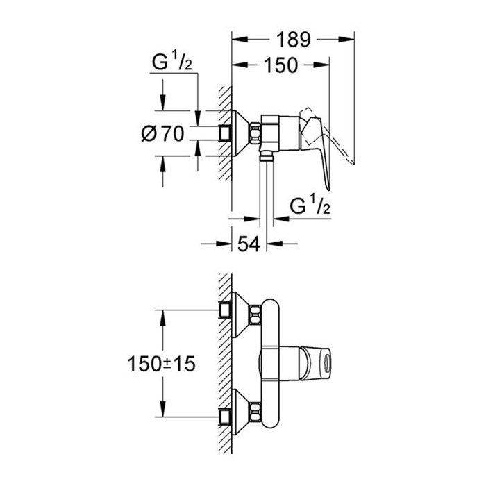 Mitigeur Douche Monocommande 1/2 Chromé Grohe 23340000-1