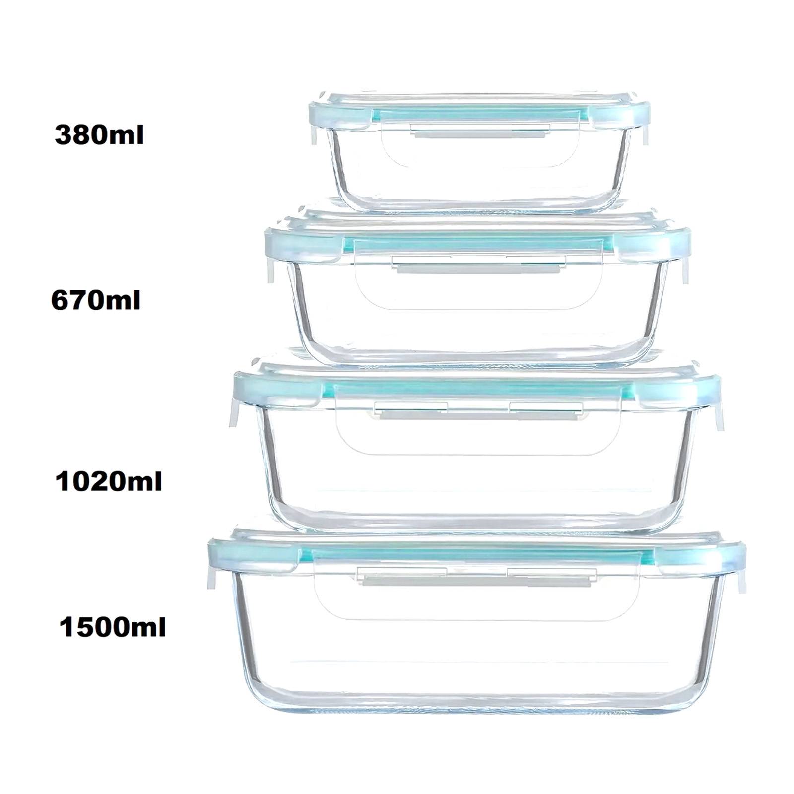 Lot 4 Boîtes Alimentaires en Verre Couvercle Plastique compatible Micro-ondes-2