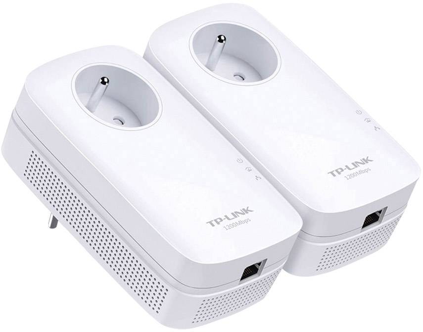 Deux adaptateurs CPL blancs TP-Link côte à côte, chacun doté d'une prise électrique et d'un port Ethernet.